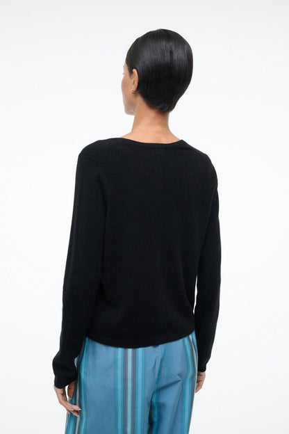 Midnight Cashmere Cardigan Black Patchwork | STAUD Signature