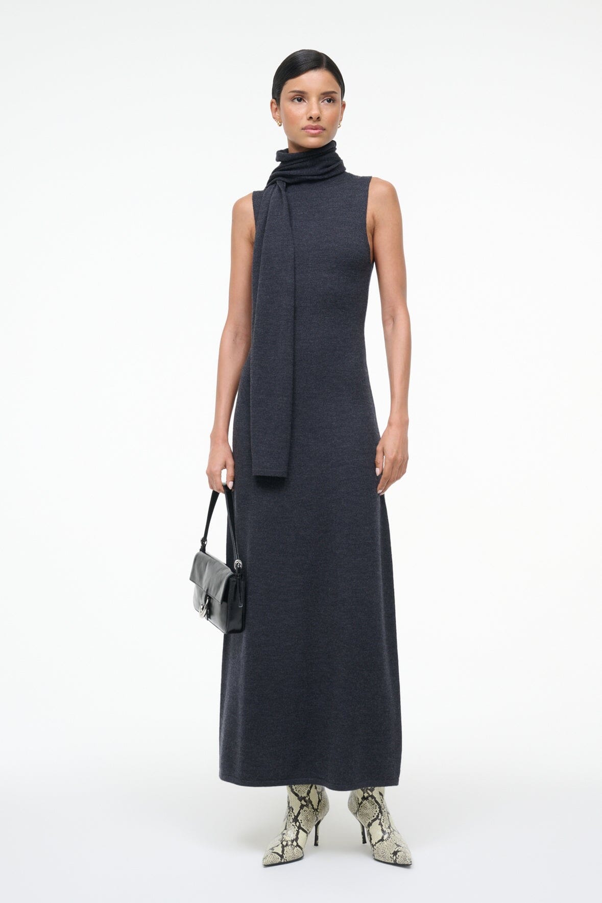 Canal Midi Dress Charcoal | STAUD Premium