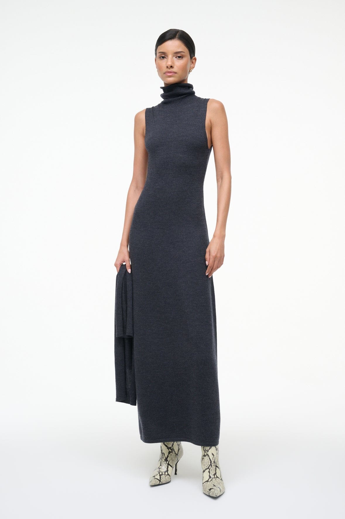 Canal Midi Dress Charcoal | STAUD Premium