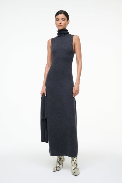 Canal Midi Dress Charcoal | STAUD Premium