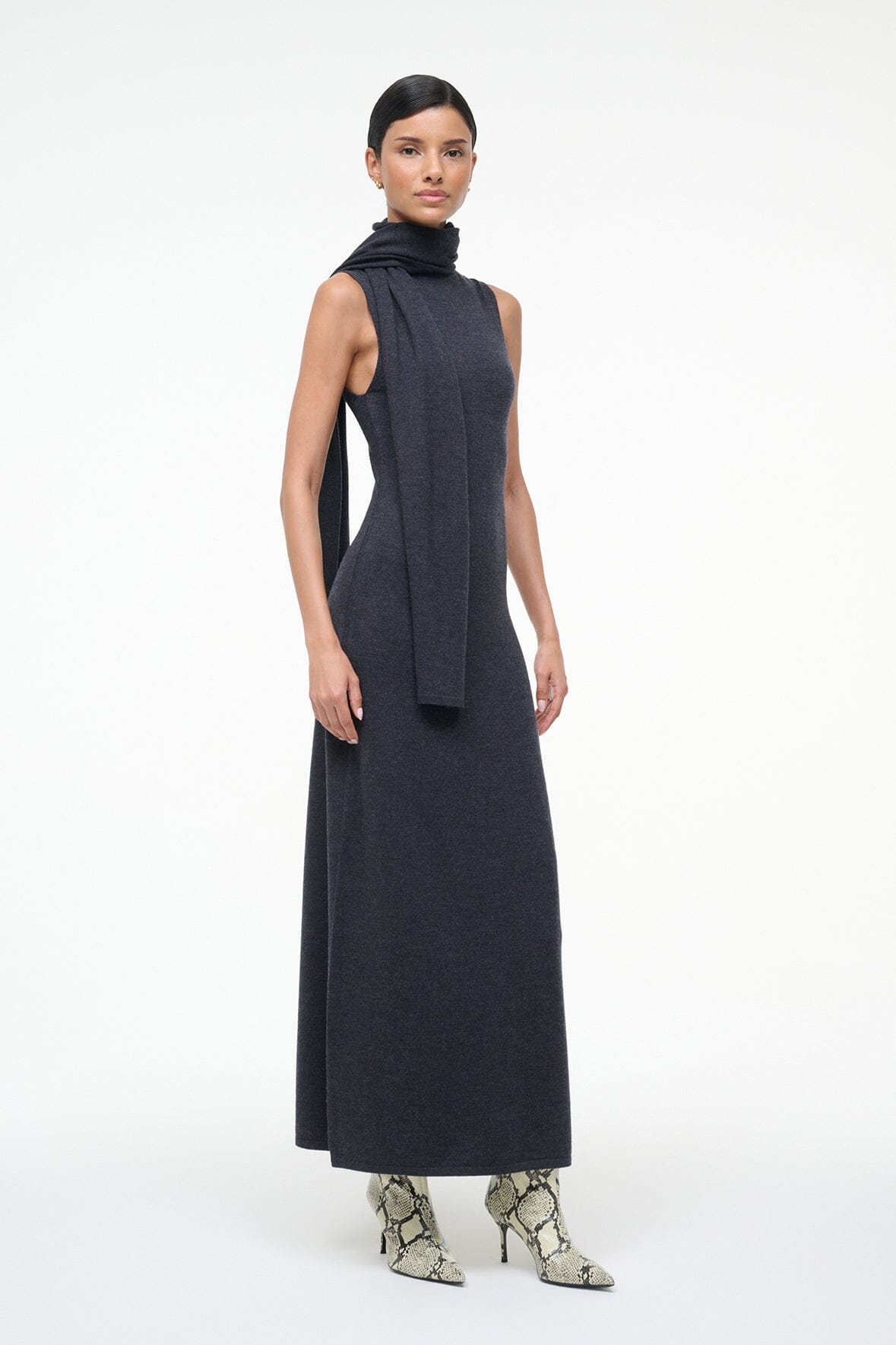 Canal Midi Dress Charcoal | STAUD Premium