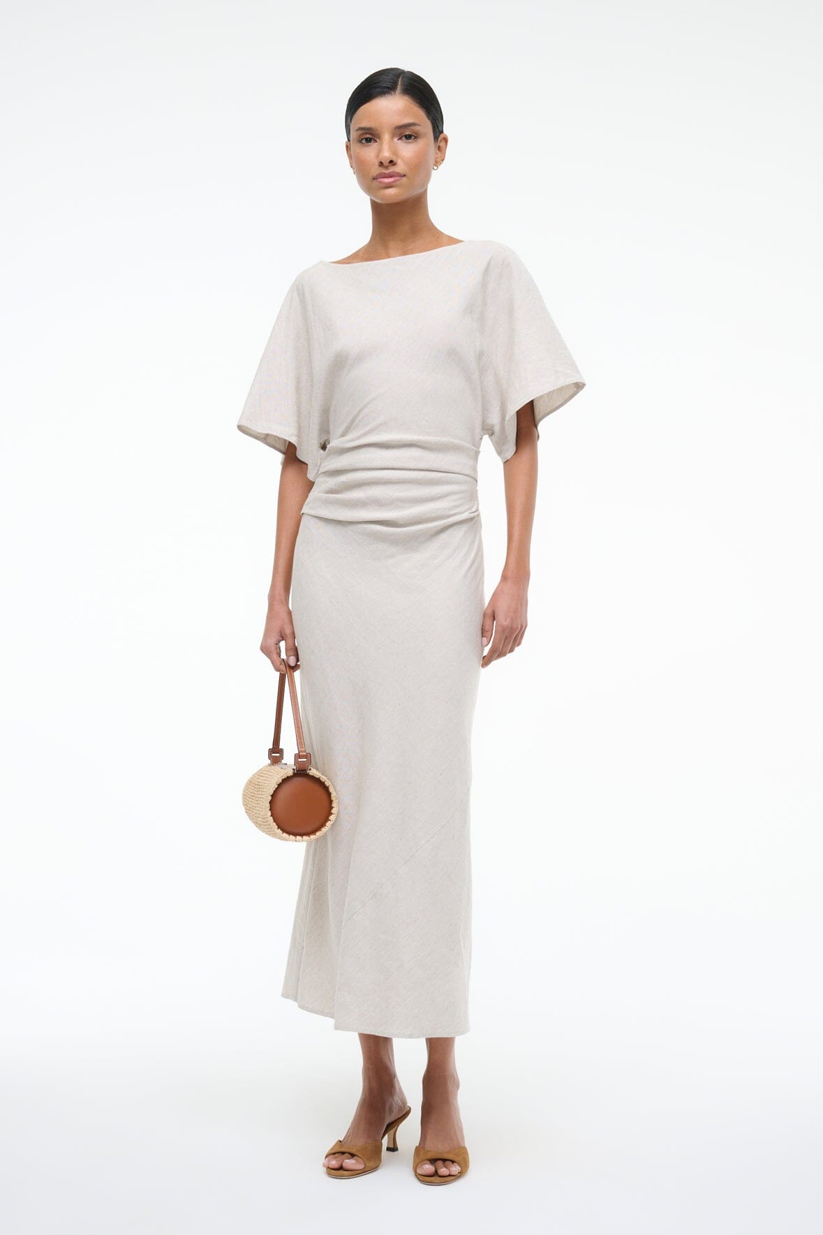 Amelie Linen Dress Natural | STAUD Featured