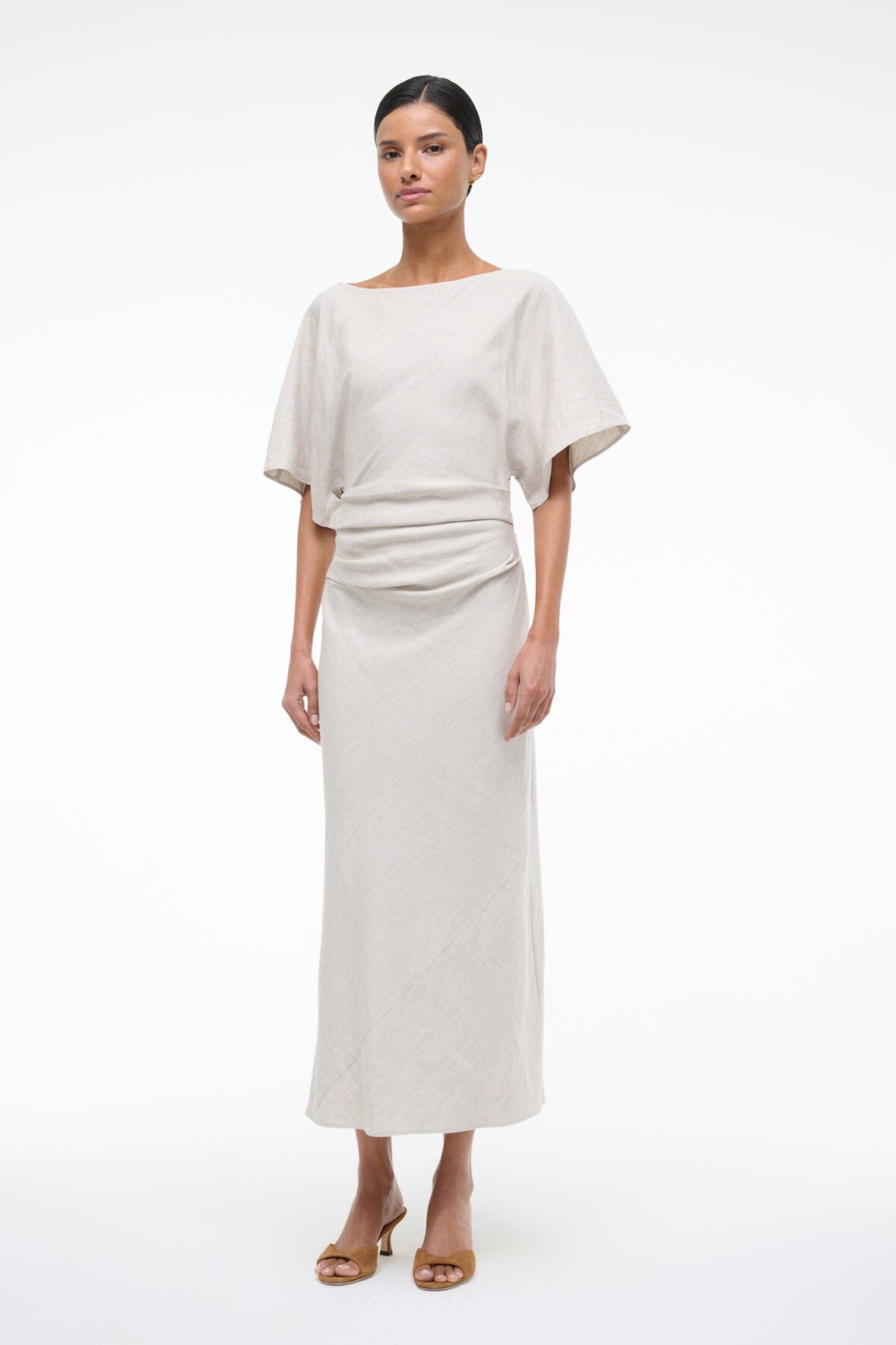 Amelie Linen Dress Natural | STAUD Featured