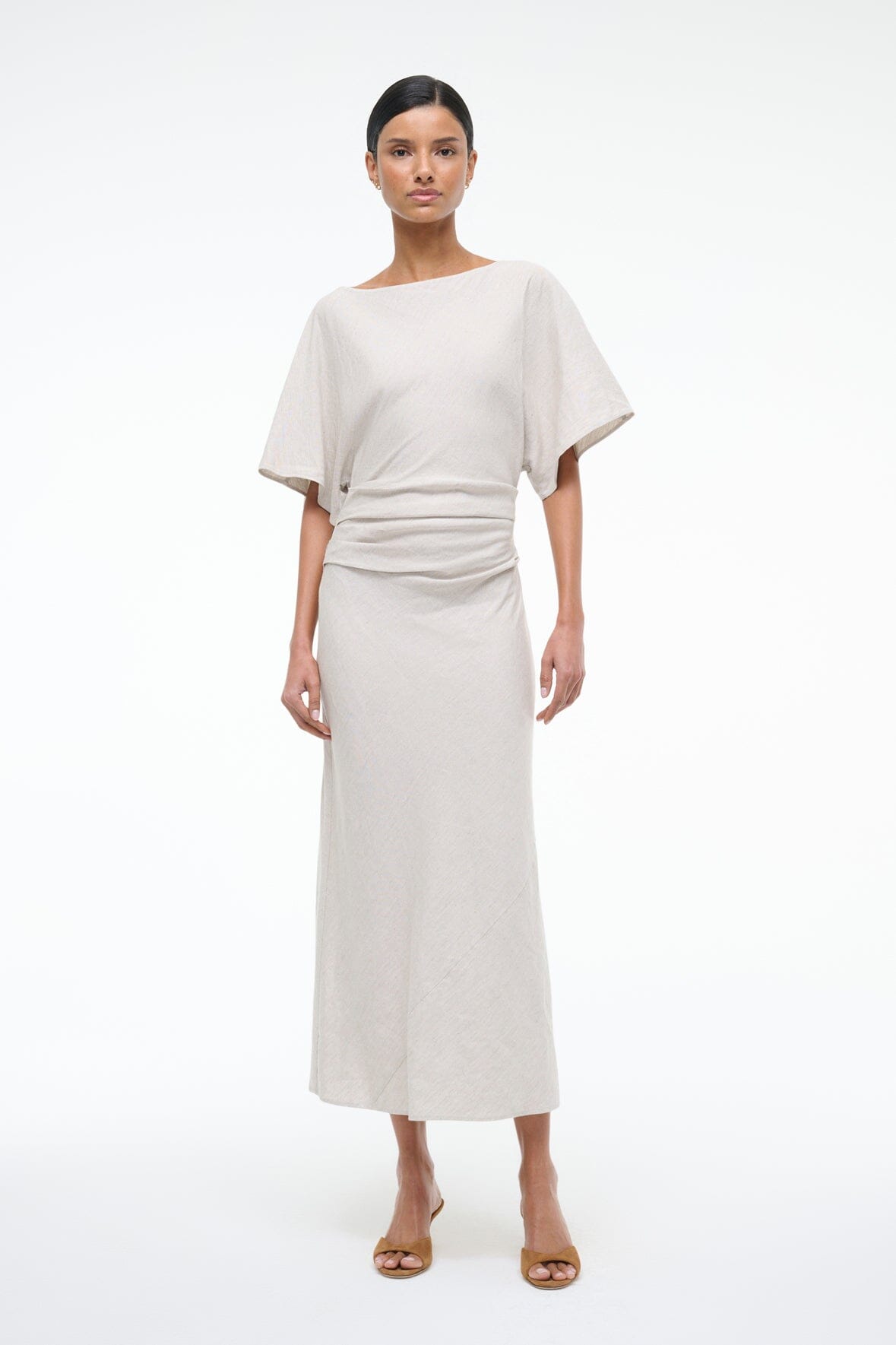 Amelie Linen Dress Natural | STAUD Featured