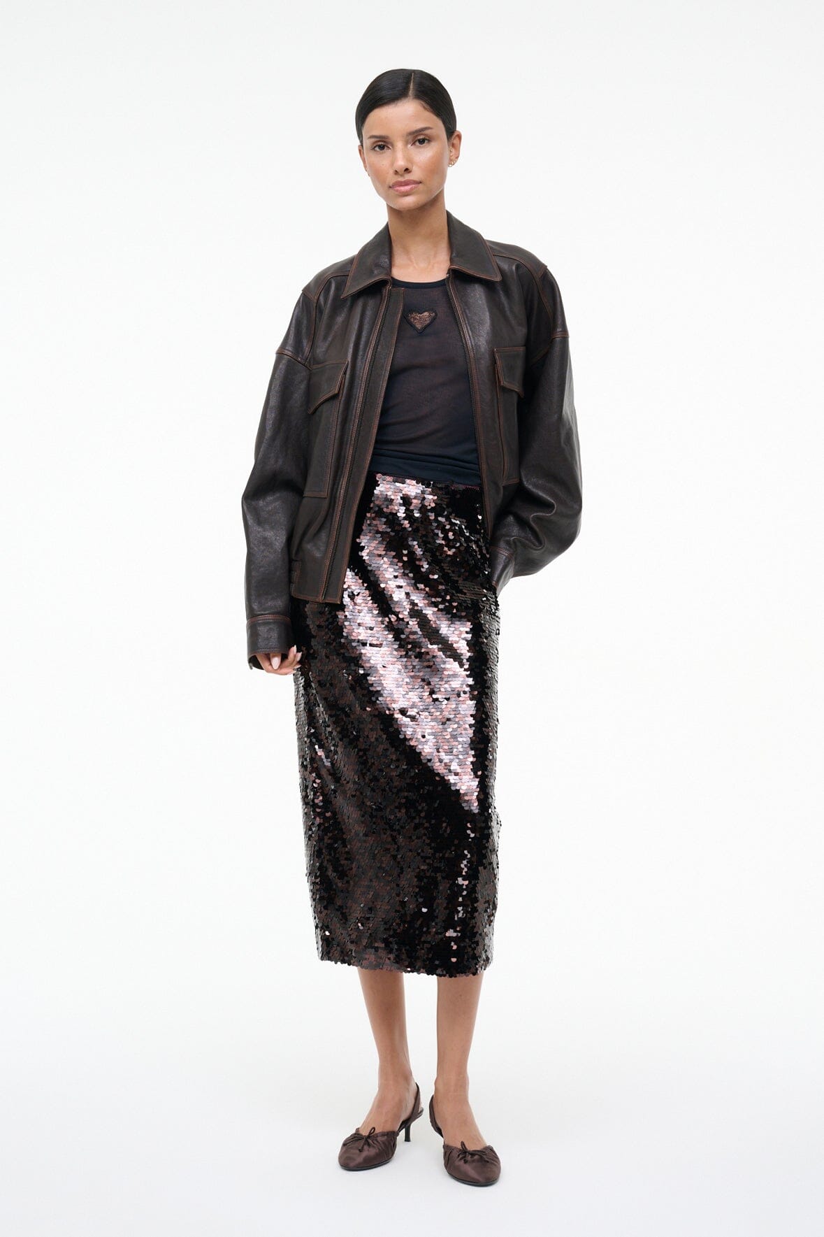 Ciara Skirt Espresso Black | STAUD Sale