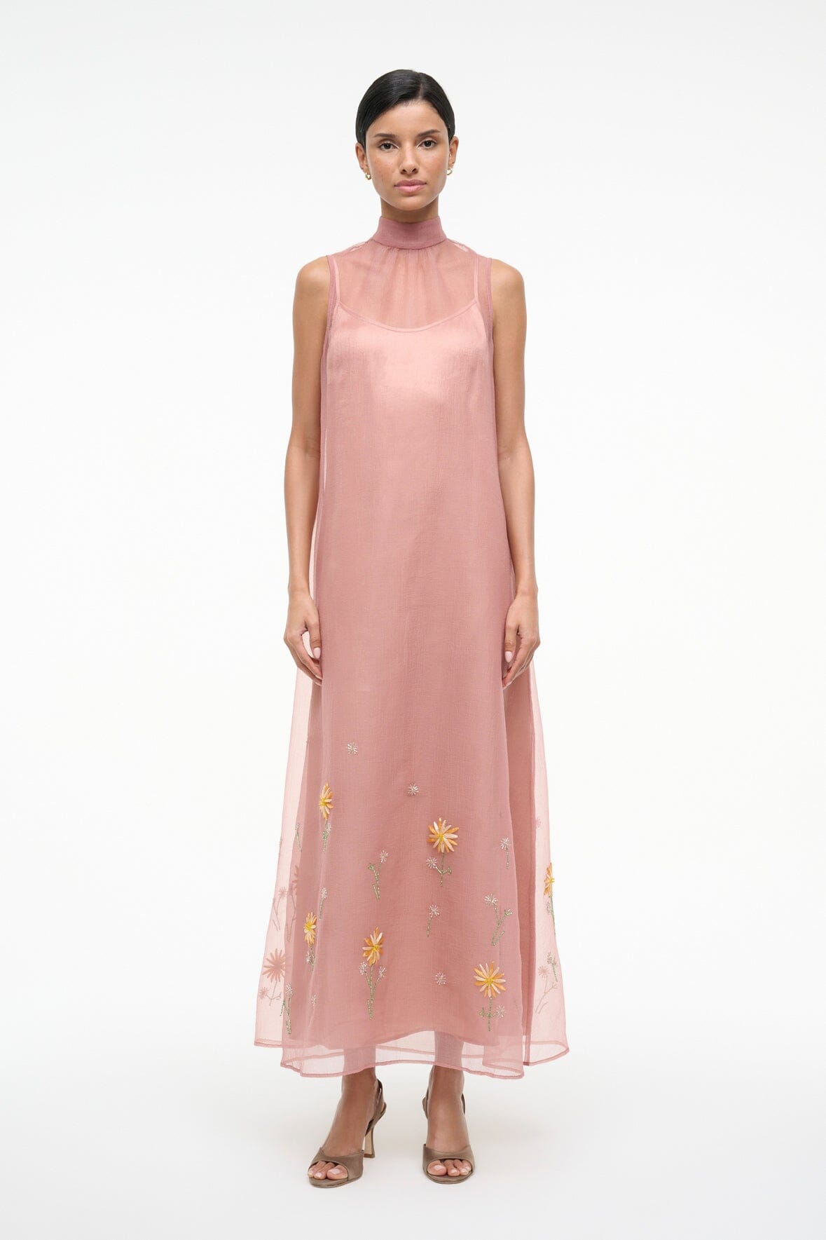 Albee Dress In Dahlia Daydream Pink - Organza Evening Gown | STAUD Discount