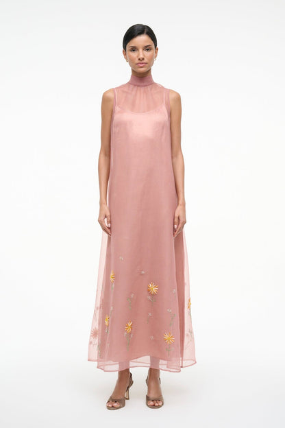Albee Dress In Dahlia Daydream Pink - Organza Evening Gown | STAUD Discount