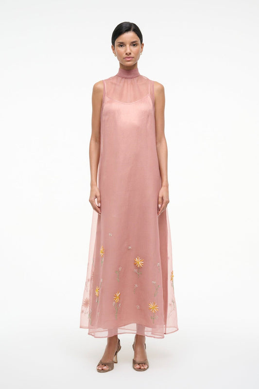 Albee Dress In Dahlia Daydream Pink - Organza Evening Gown | STAUD Discount