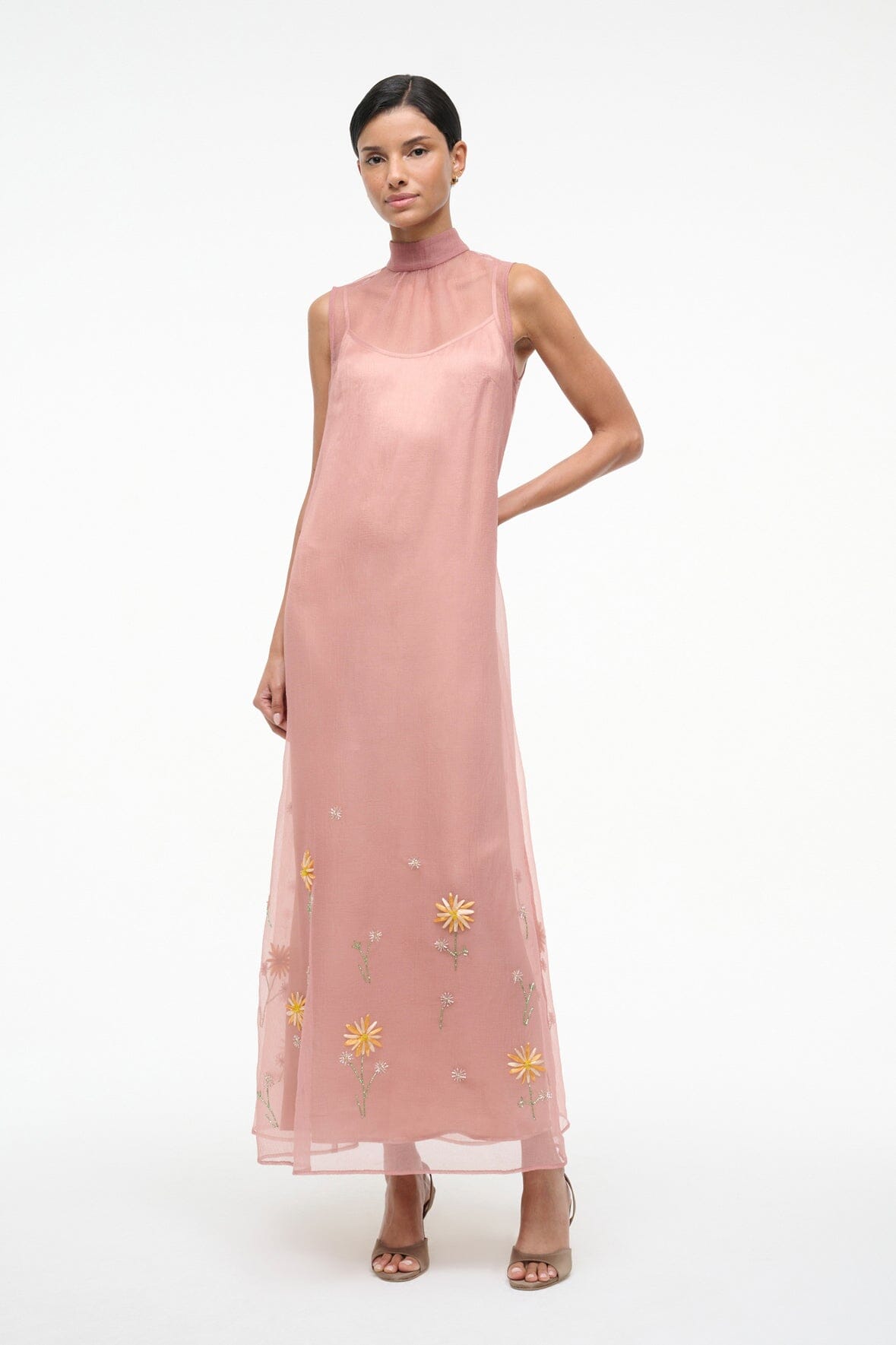 Albee Dress In Dahlia Daydream Pink - Organza Evening Gown | STAUD Discount