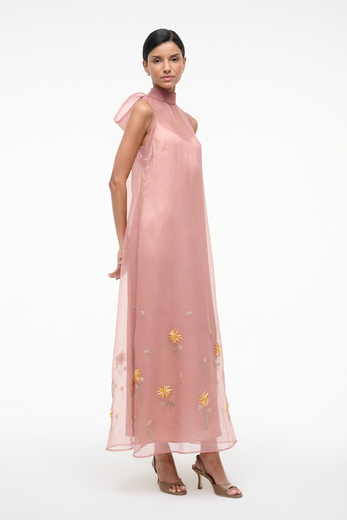 Albee Dress In Dahlia Daydream Pink - Organza Evening Gown | STAUD Discount