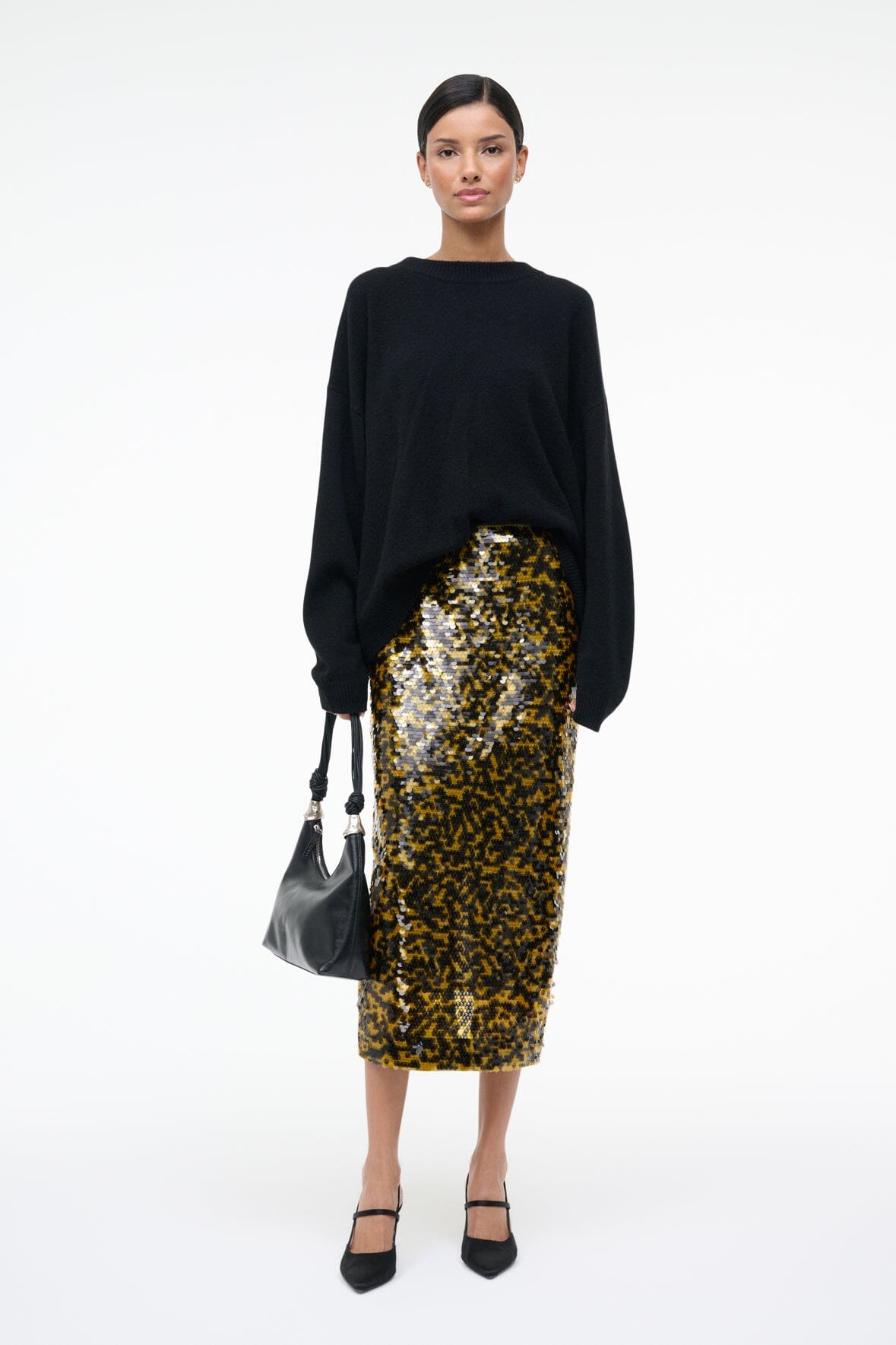 Ciara Skirt Turmeric Black | STAUD Best Price
