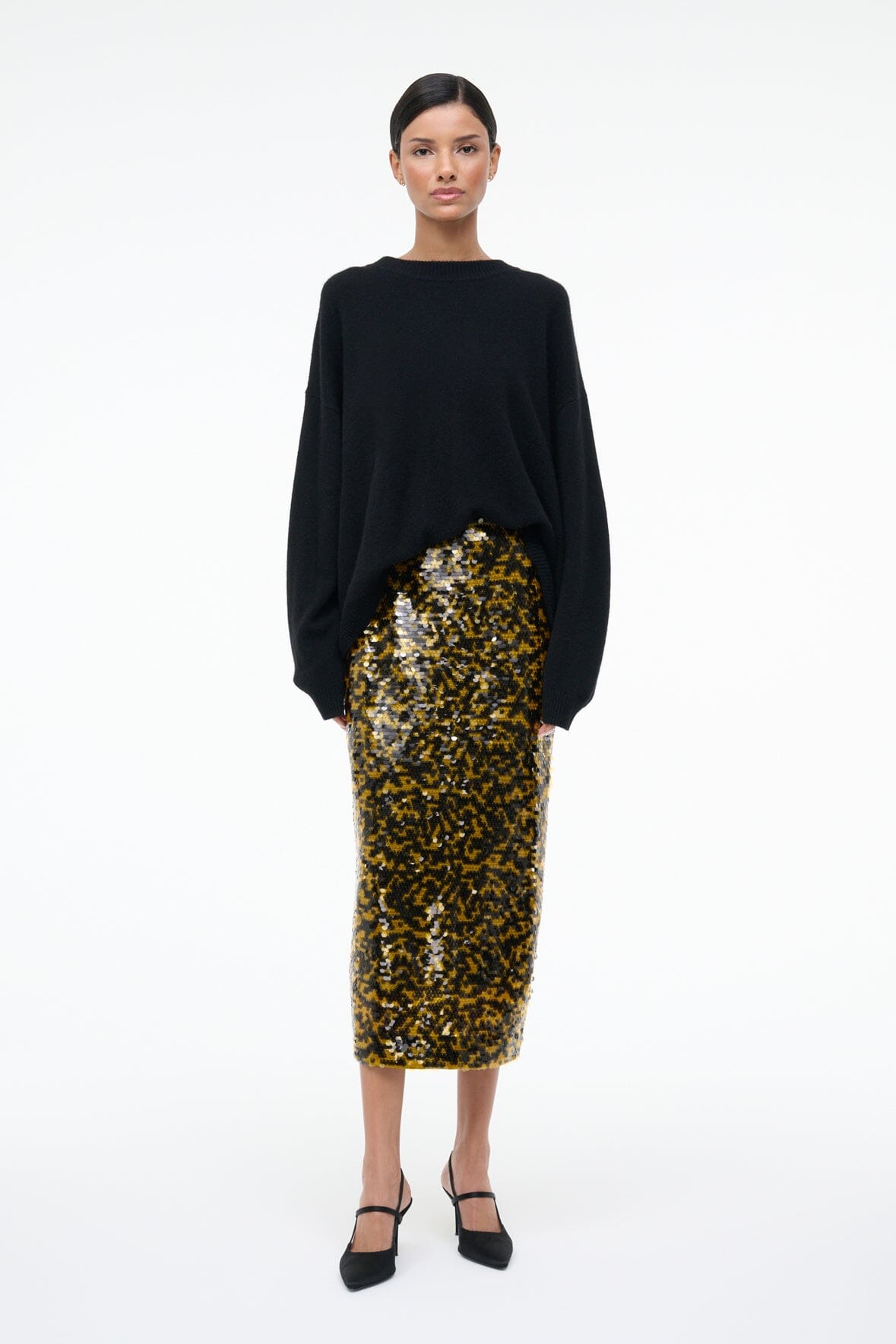 Ciara Skirt Turmeric Black | STAUD Best Price