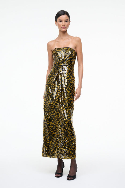 Cece Dress Turmeric Black | STAUD Signature