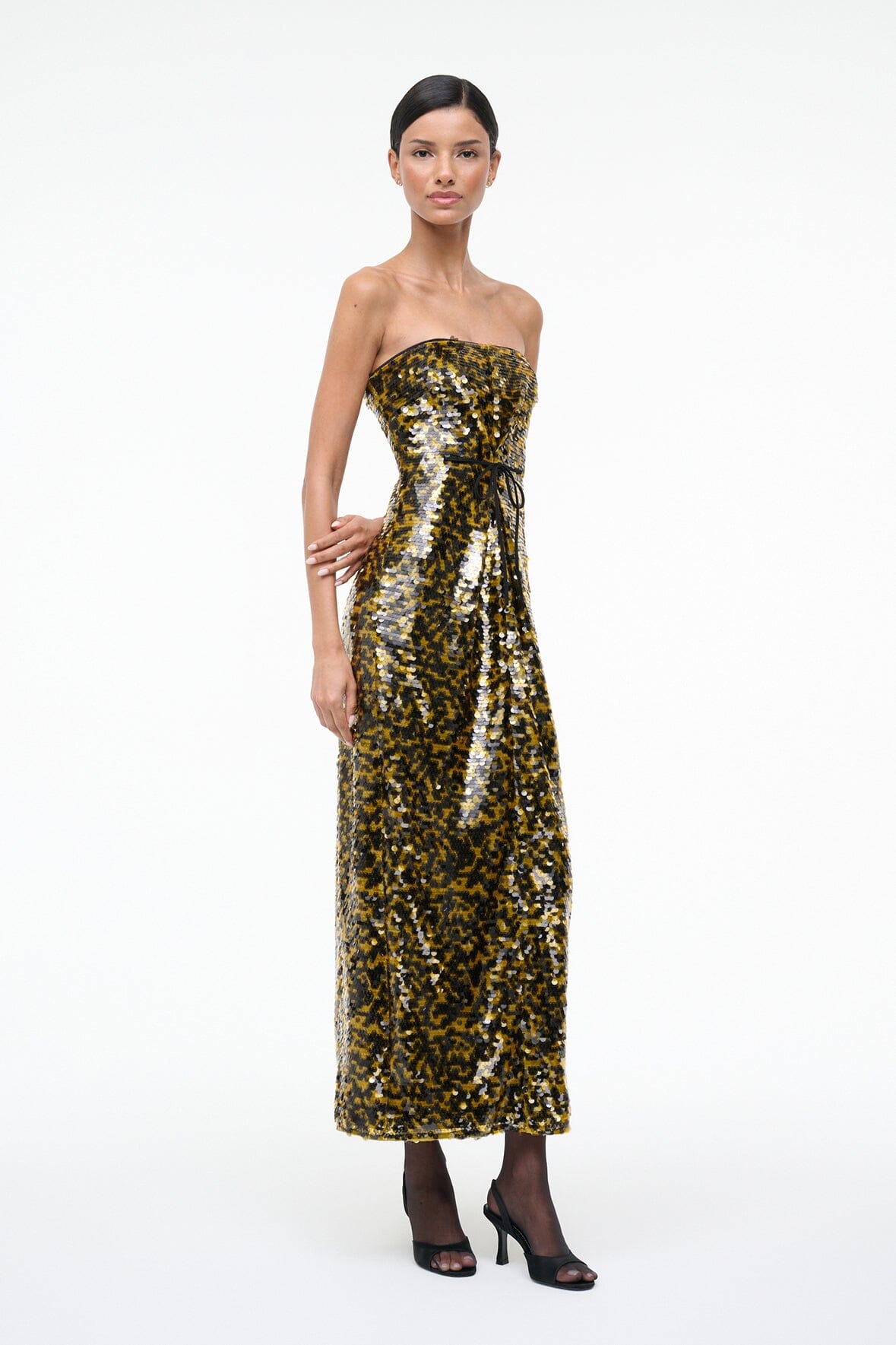 Cece Dress Turmeric Black | STAUD Signature