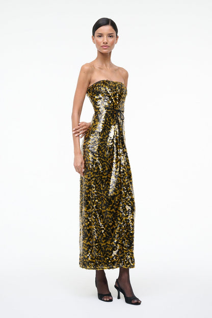 Cece Dress Turmeric Black | STAUD Signature