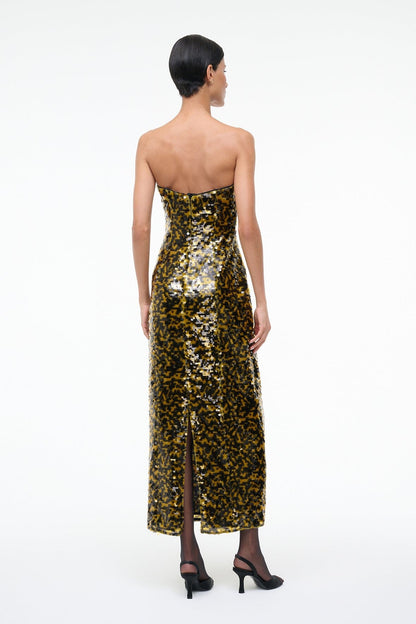 Cece Dress Turmeric Black | STAUD Signature