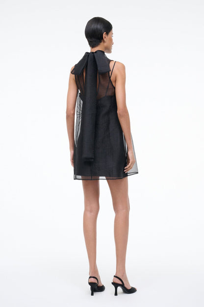 Albee Mini Dress In Sheer Black Beaded Organza | STAUD Value
