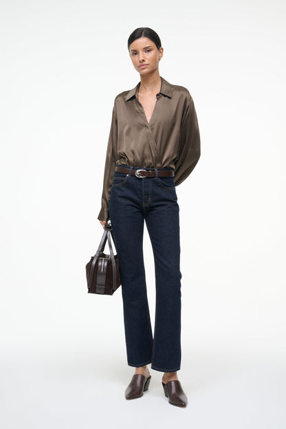 Eve Silk Bodysuit Taupe | STAUD Popular