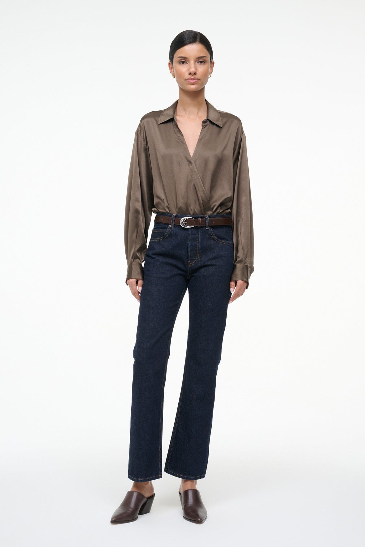 Eve Silk Bodysuit Taupe | STAUD Popular