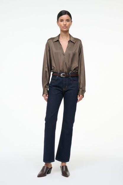 Eve Silk Bodysuit Taupe | STAUD Popular