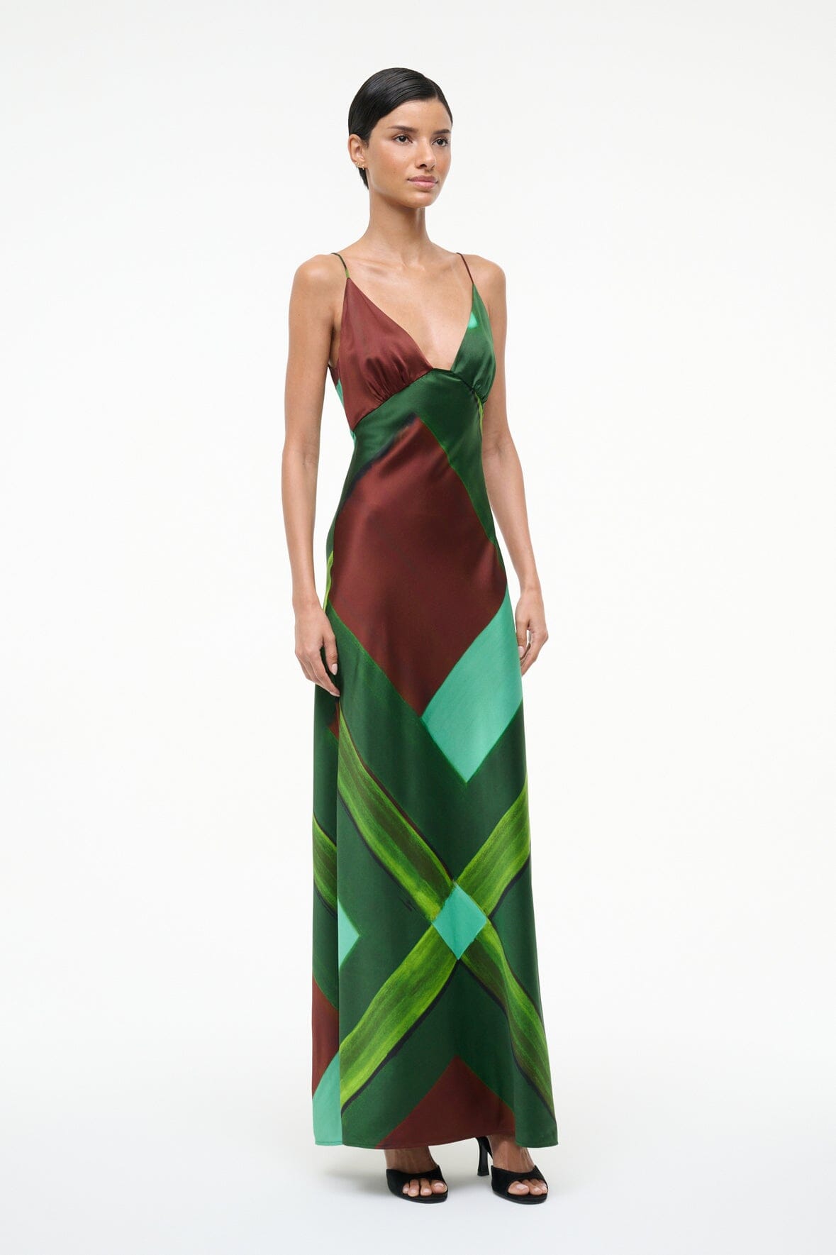 Hank Silk Dress Emerald Prism | STAUD Value