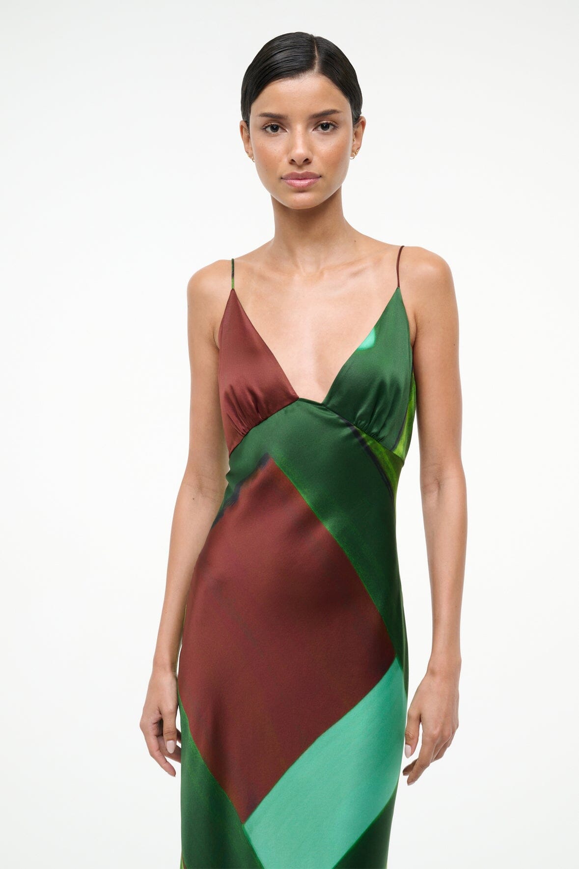 Hank Silk Dress Emerald Prism | STAUD Value