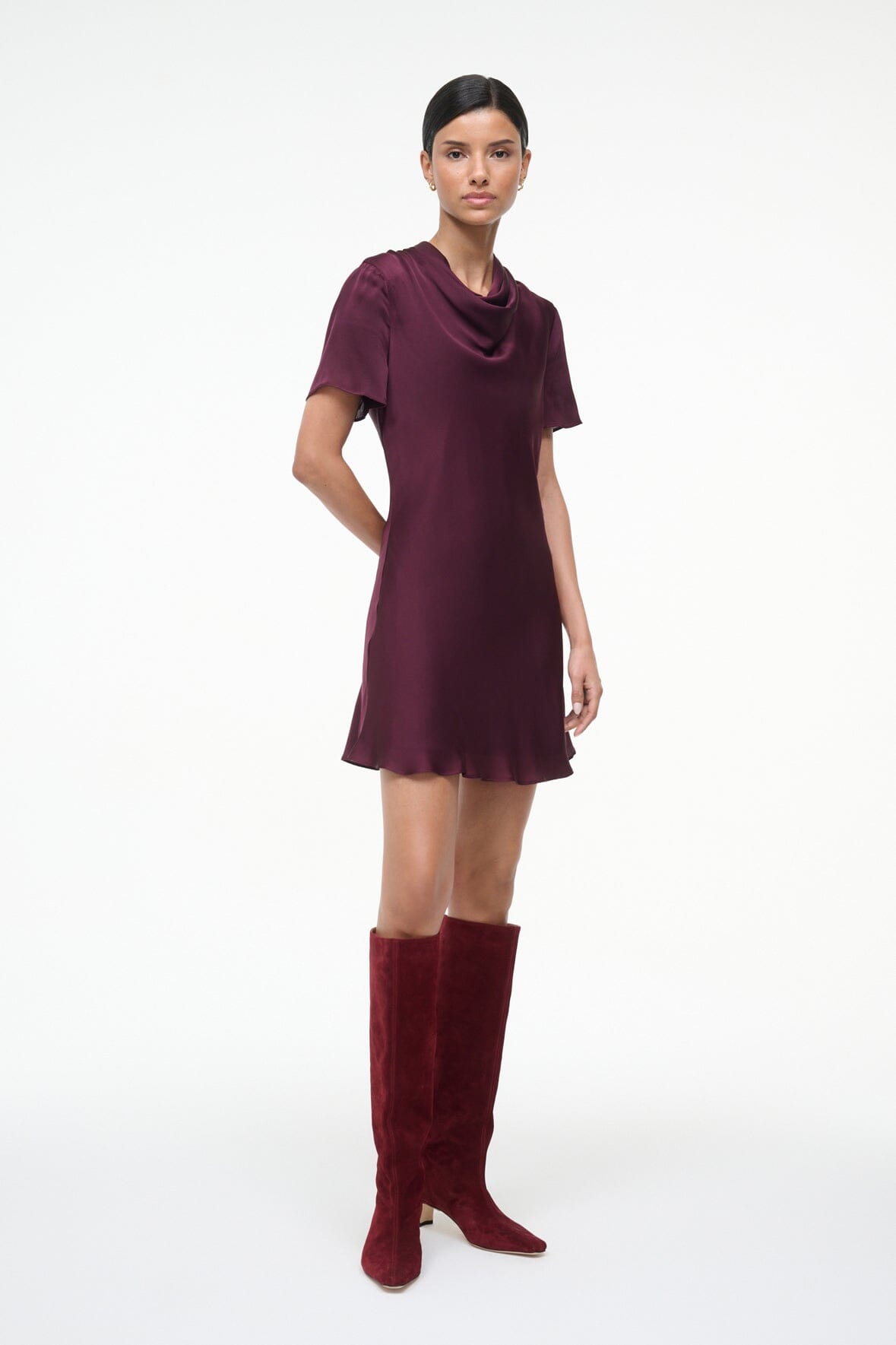 Iris Silk Dress Syrah | STAUD Best Price