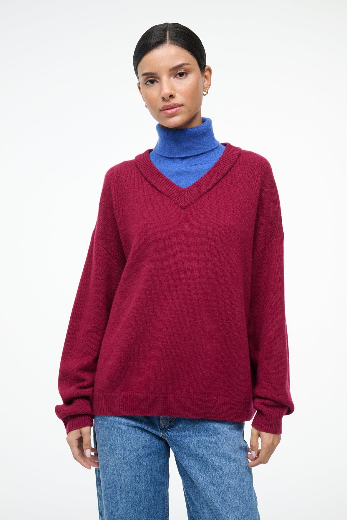 Doris Cashmere Sweater Crimson Sapphire | STAUD Trusted
