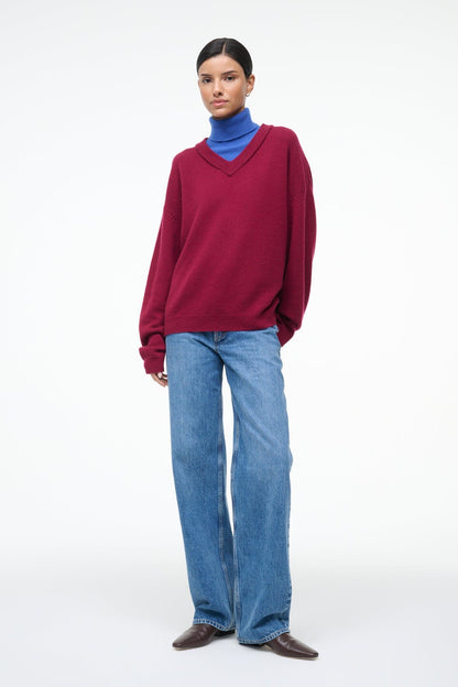 Doris Cashmere Sweater Crimson Sapphire | STAUD Trusted