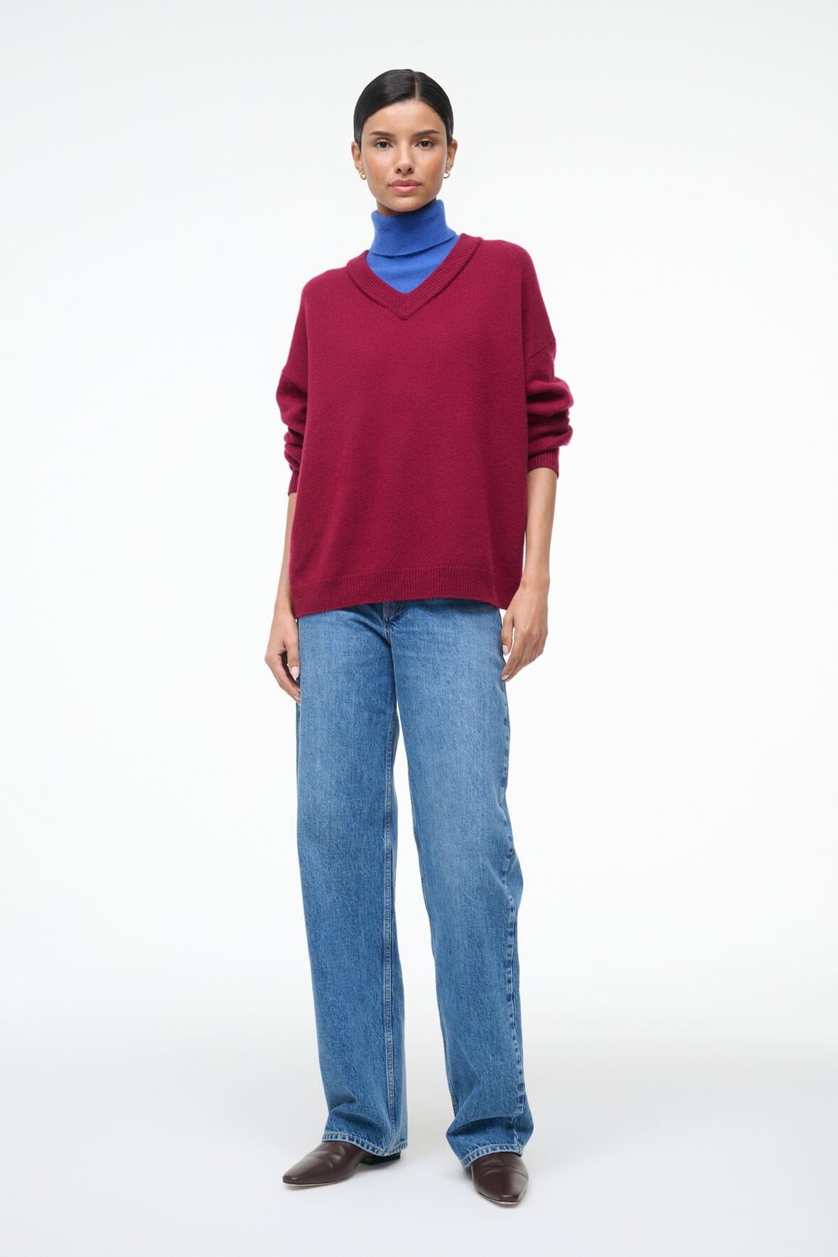 Doris Cashmere Sweater Crimson Sapphire | STAUD Trusted