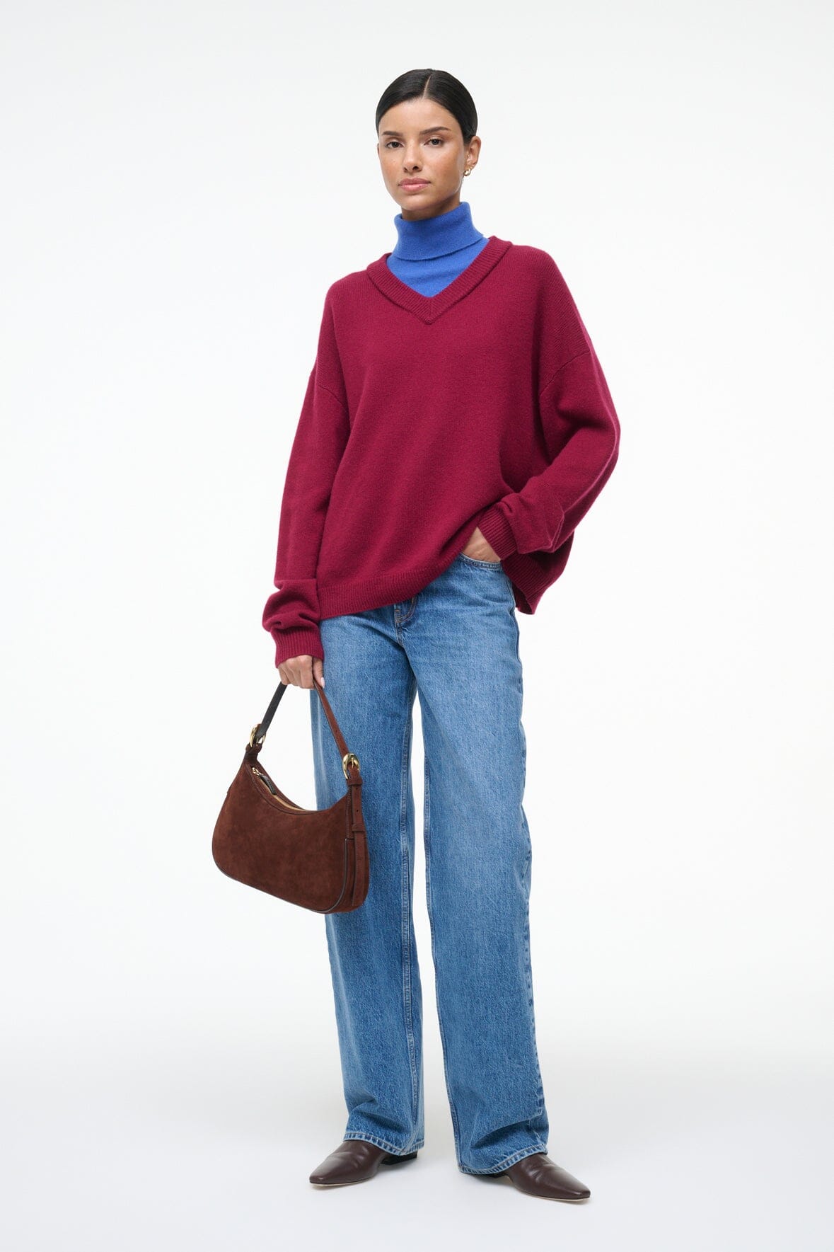 Doris Cashmere Sweater Crimson Sapphire | STAUD Trusted