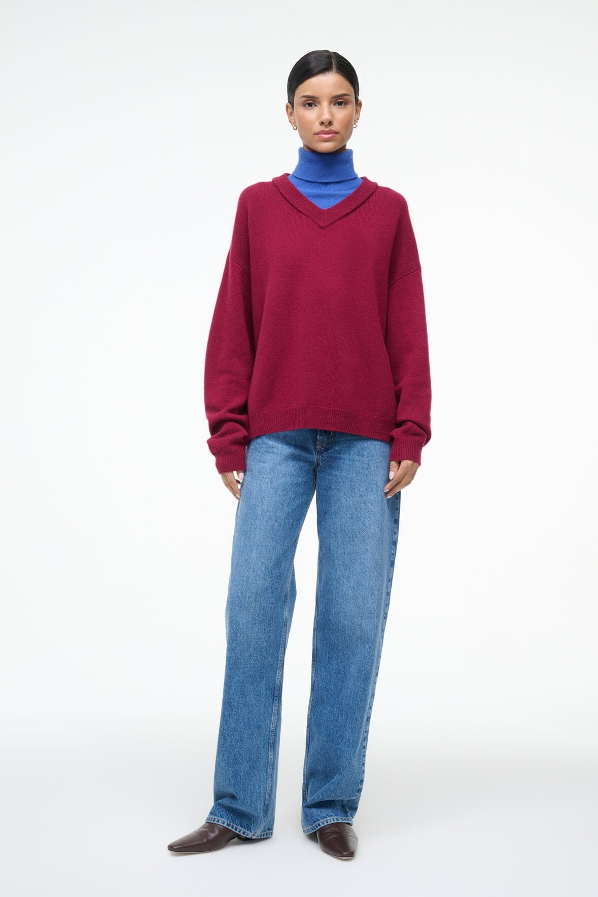 Doris Cashmere Sweater Crimson Sapphire | STAUD Trusted