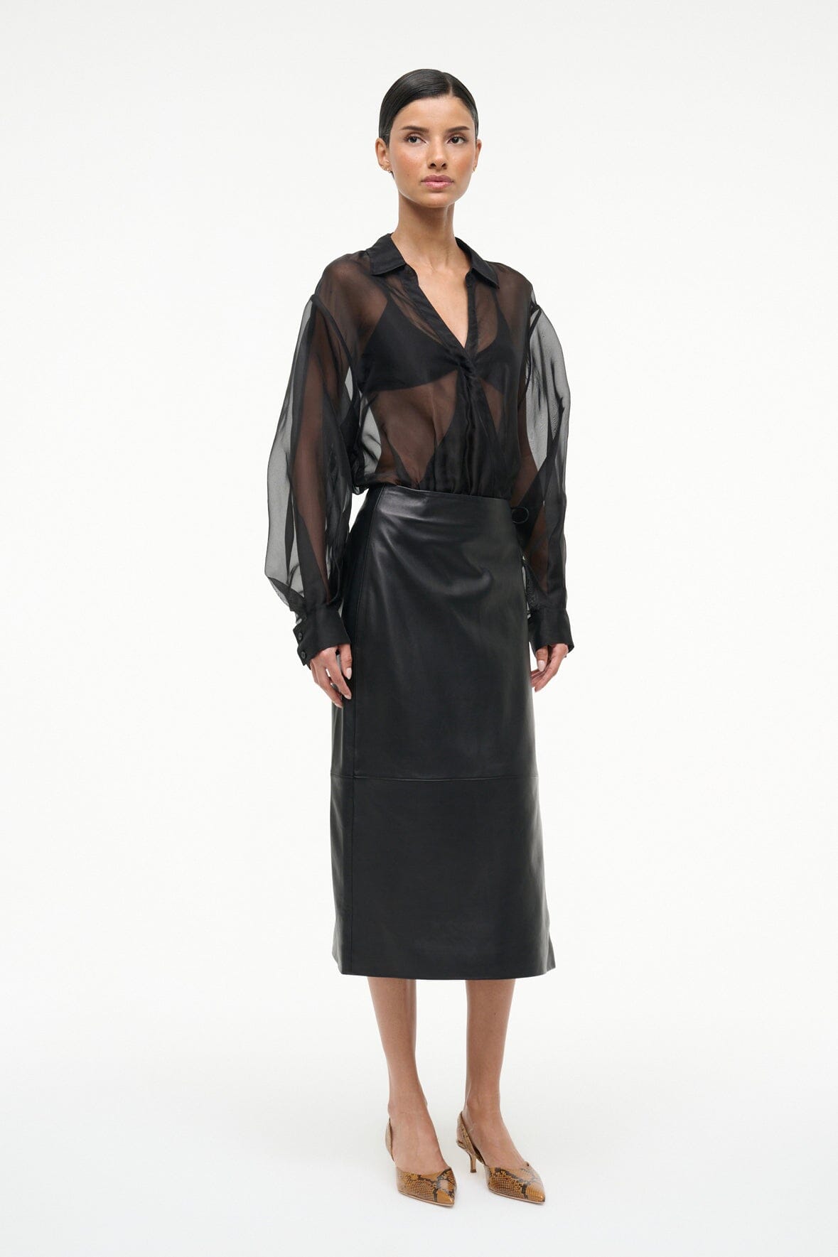 Eve Silk Bodysuit Black | STAUD Essential
