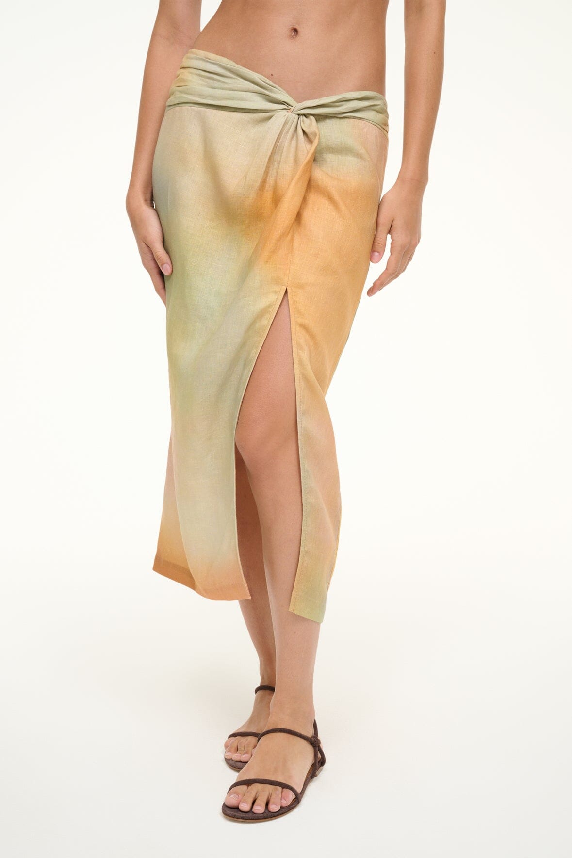 Porto Linen Skirt Pastel Clouds | STAUD New