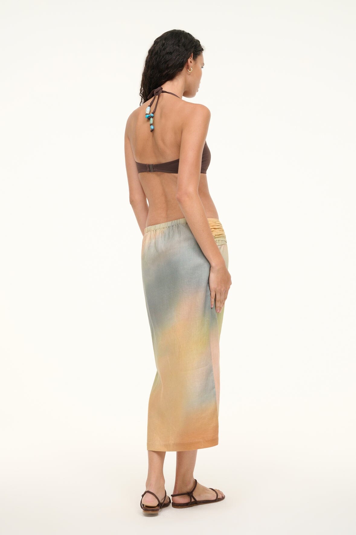 Porto Linen Skirt Pastel Clouds | STAUD New