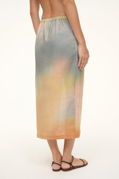 Porto Linen Skirt Pastel Clouds | STAUD New