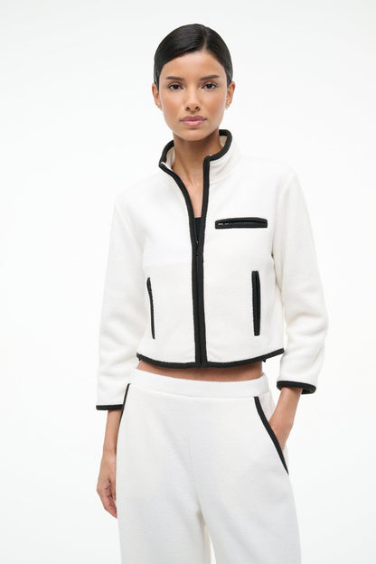 Jeter Jacket Ivory Black | STAUD Value