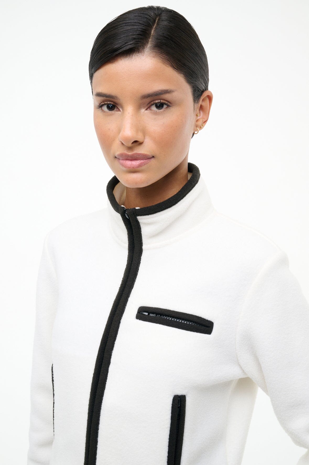 Jeter Jacket Ivory Black | STAUD Value