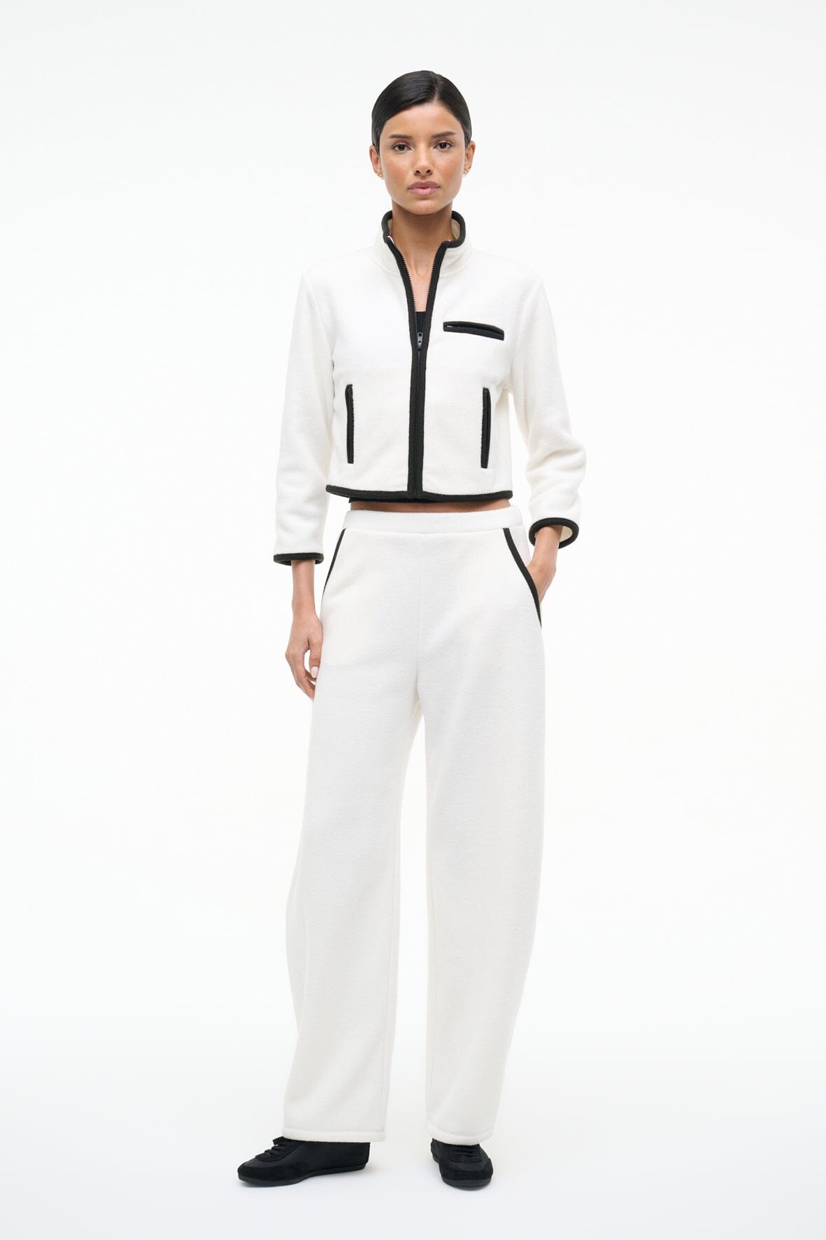 Jeter Jacket Ivory Black | STAUD Value