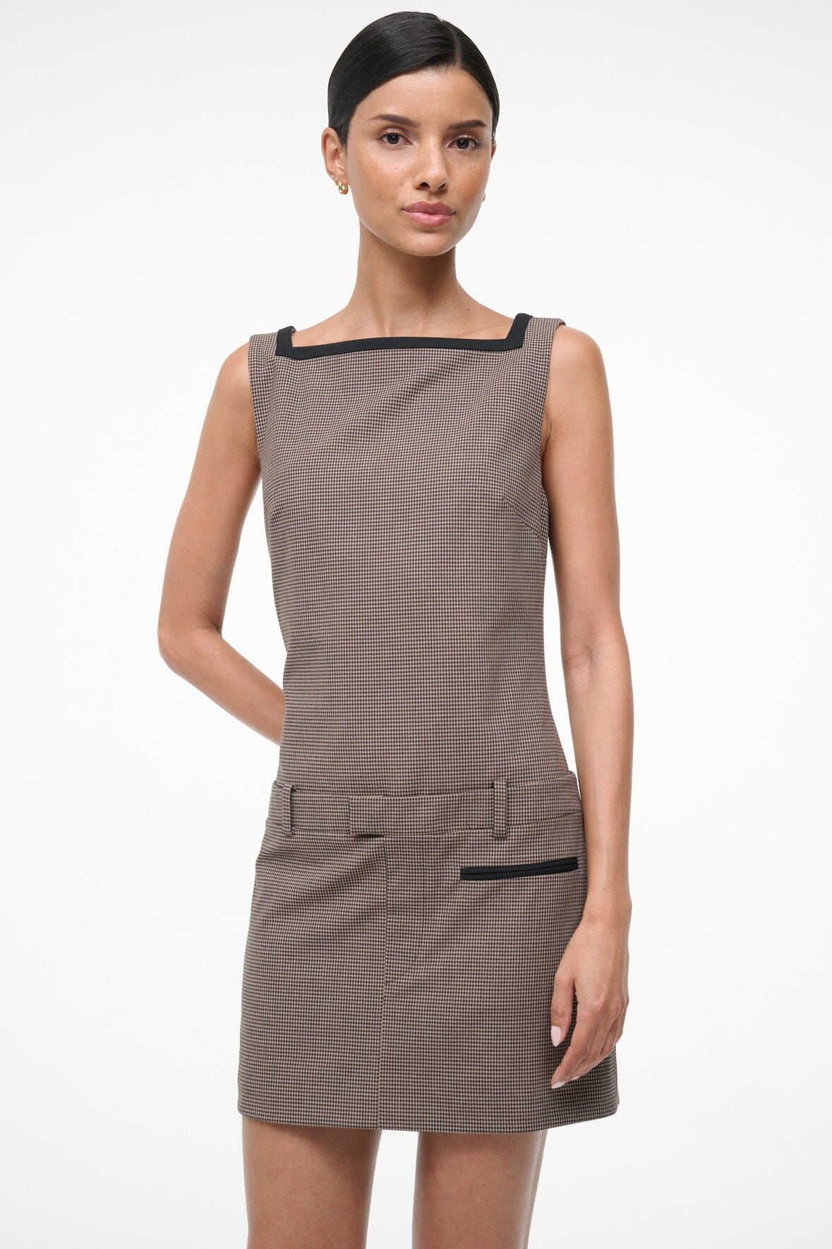 Skyla Dress Houndstooth | STAUD Classic