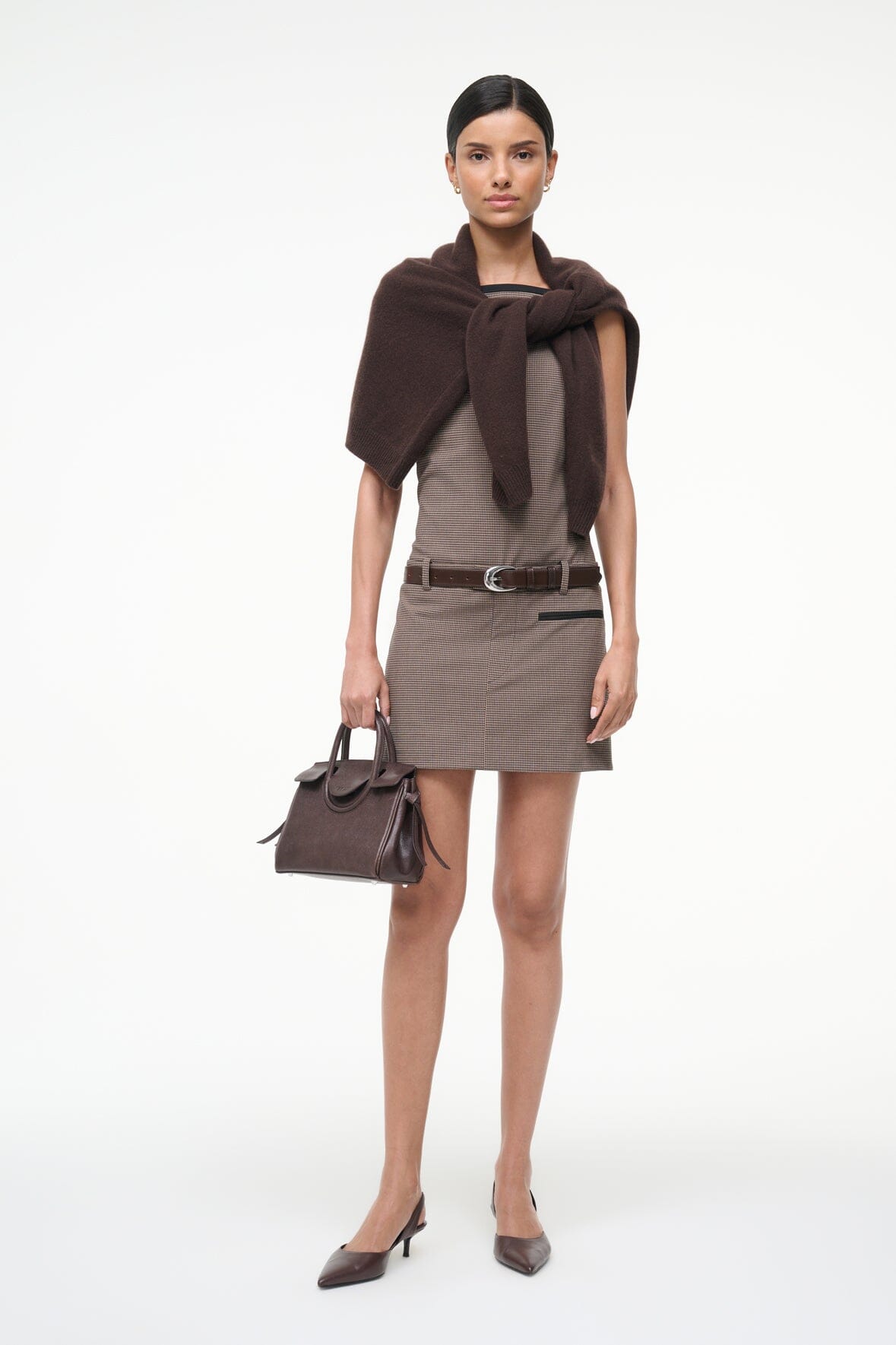 Skyla Dress Houndstooth | STAUD Classic