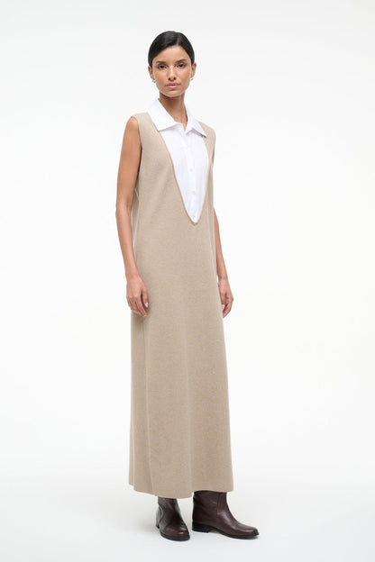 Leslie Dress Sand/White | STAUD Smart Buy