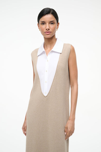 Leslie Dress Sand/White | STAUD Smart Buy