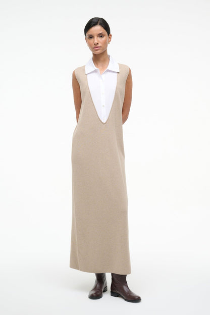 Leslie Dress Sand/White | STAUD Smart Buy