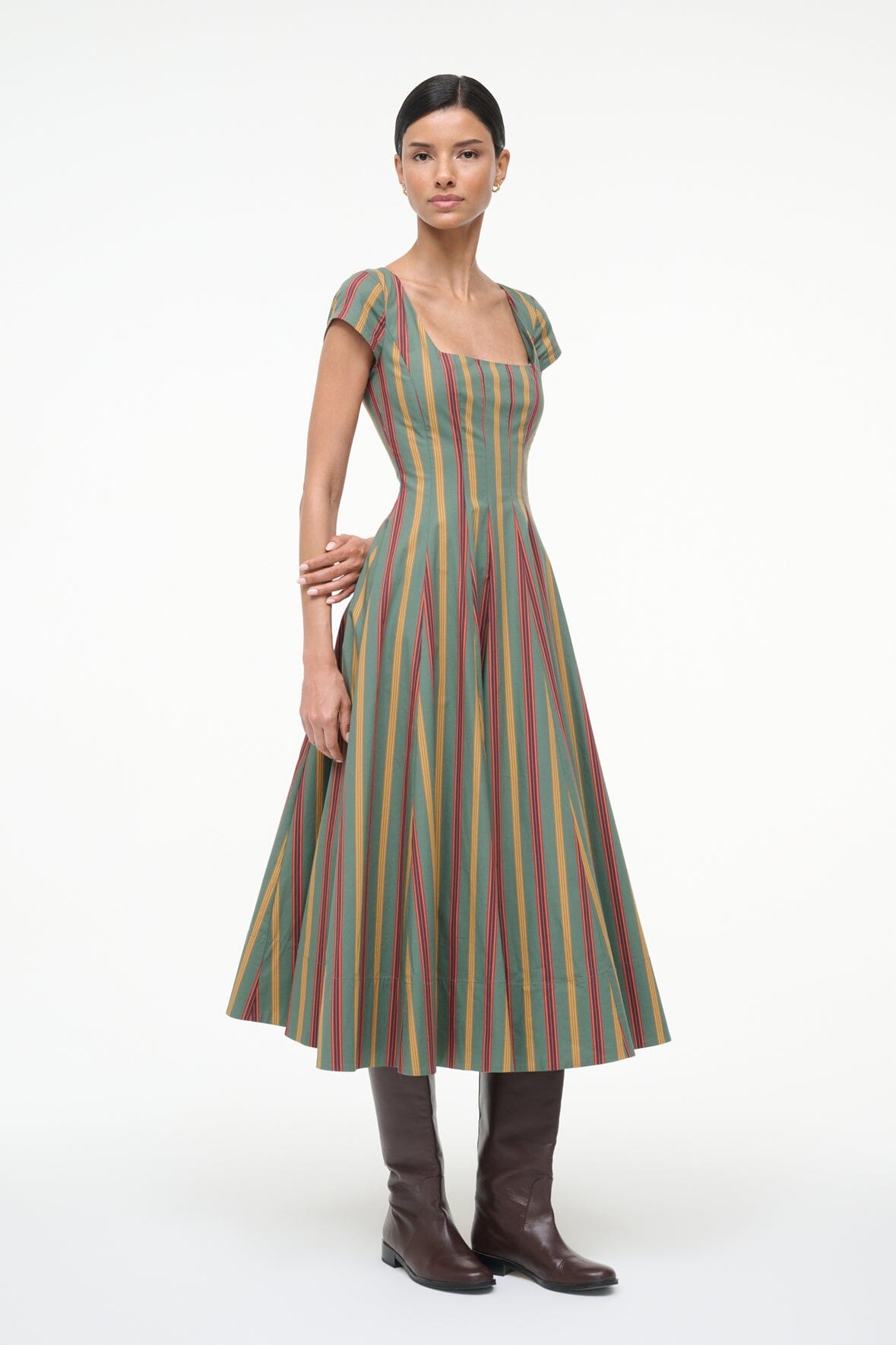 Short Sleeve Wells Dress Trailblazer Stripe | STAUD Exclusive