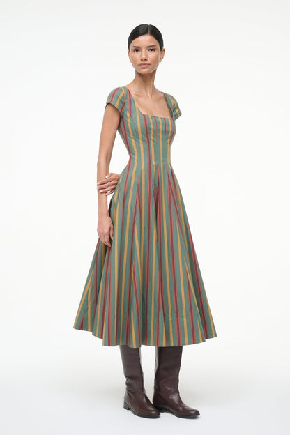 Short Sleeve Wells Dress Trailblazer Stripe | STAUD Exclusive