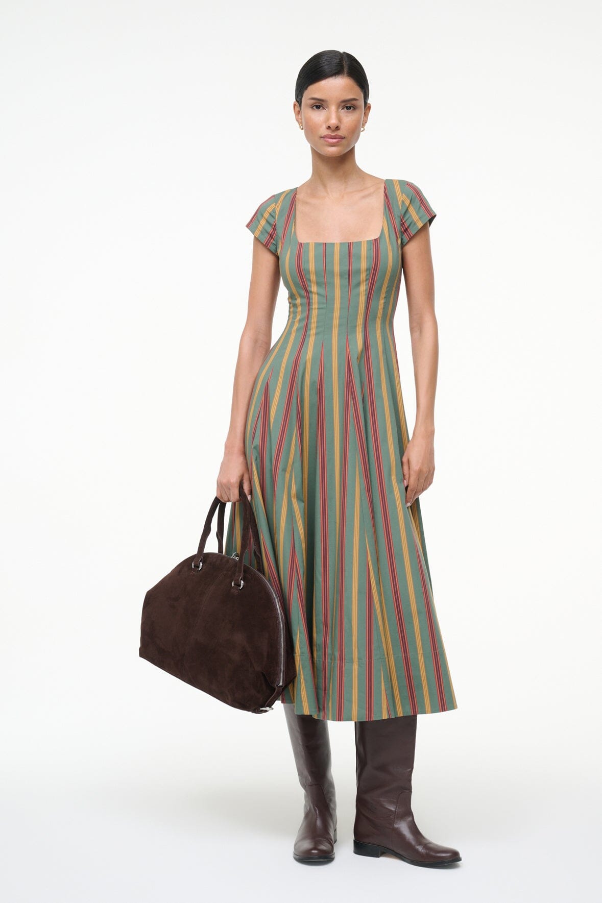 Short Sleeve Wells Dress Trailblazer Stripe | STAUD Exclusive