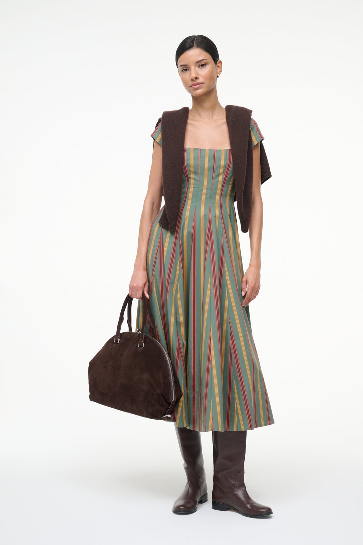 Short Sleeve Wells Dress Trailblazer Stripe | STAUD Exclusive