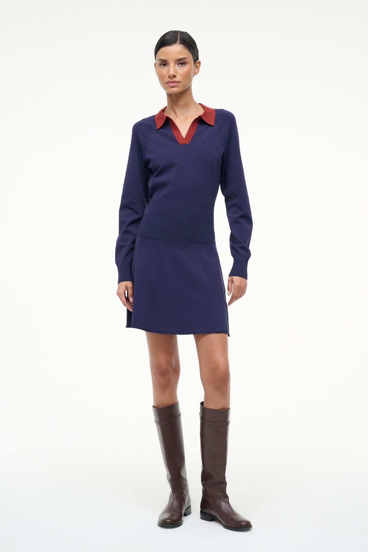 Gene Dress Navy Sangria | STAUD Featured