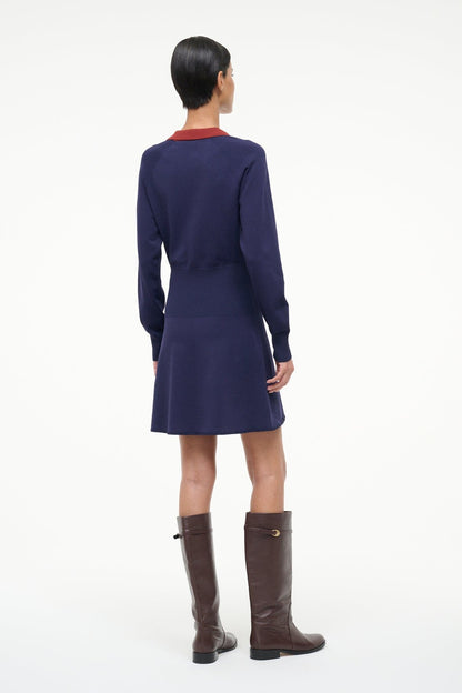 Gene Dress Navy Sangria | STAUD Featured